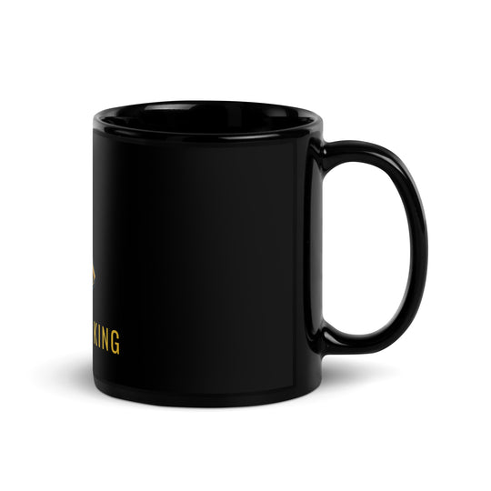 Pawn to King Mug — One Family — One Family merch, gold crowned king emblem, black and gold