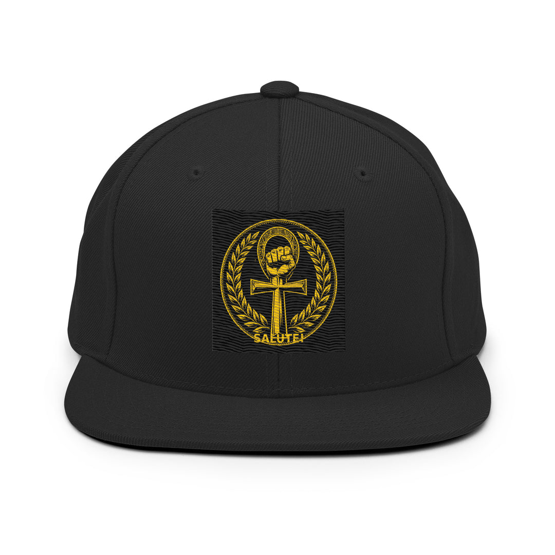 One Family Snapback - Salute! — One Family merch, crowned mic emblem, black and gold