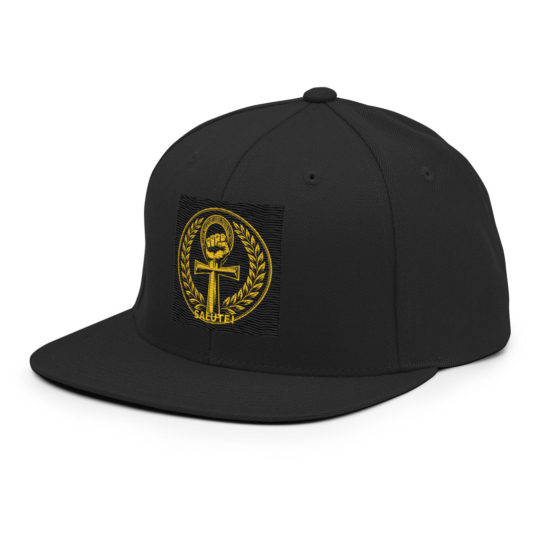 One Family Snapback - Salute! — One Family merch, crowned mic emblem, black and gold