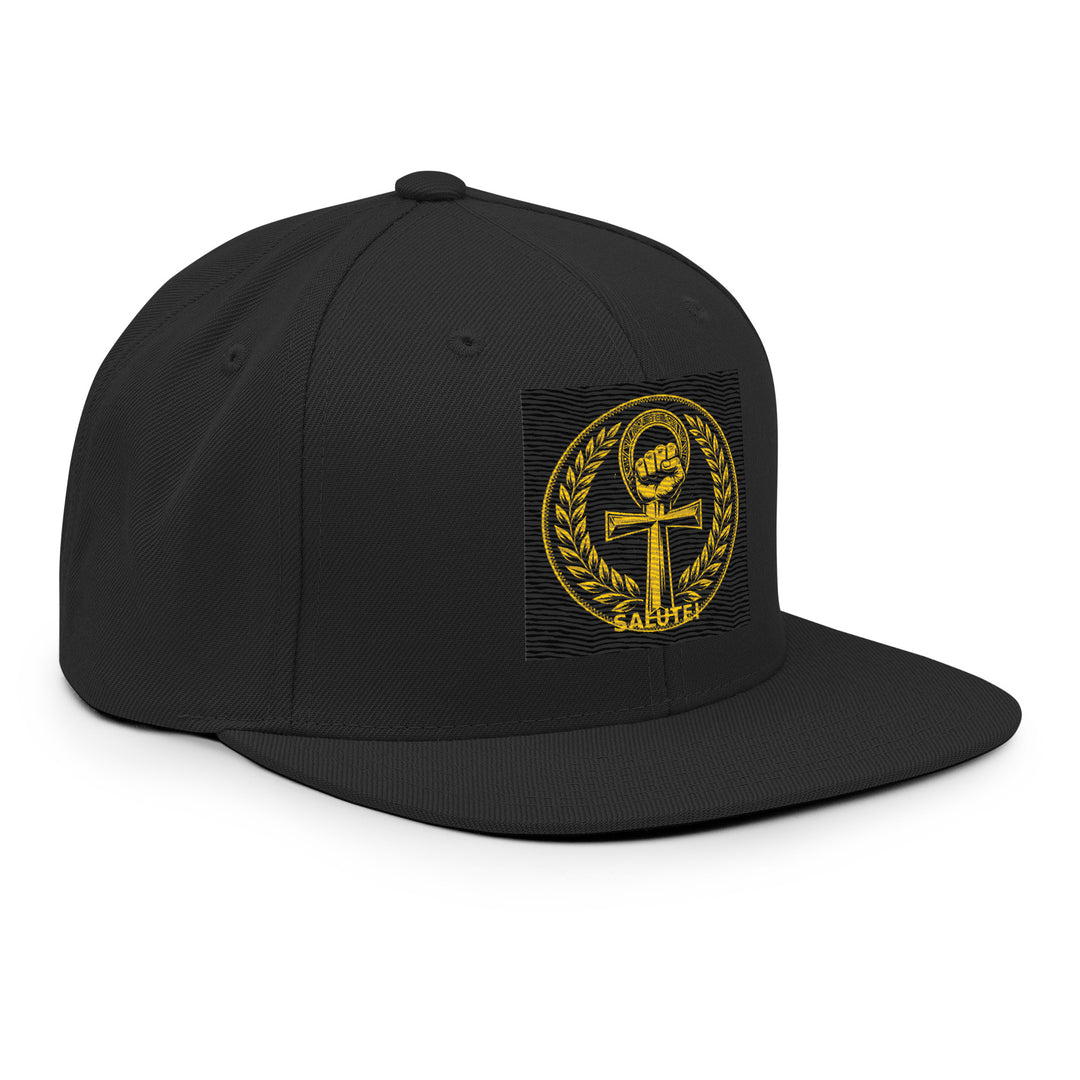 One Family Snapback - Salute! — One Family merch, crowned mic emblem, black and gold