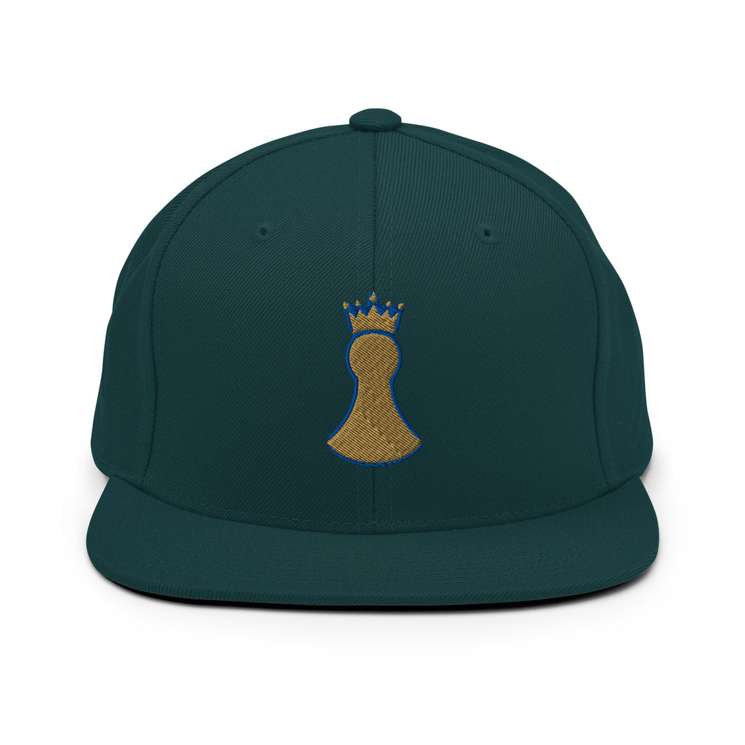 Pawn to King Crown Snapback — One Family (Deep Teal) — One Family merch, gold crowned pawn emblem embroidered, spruce and gold