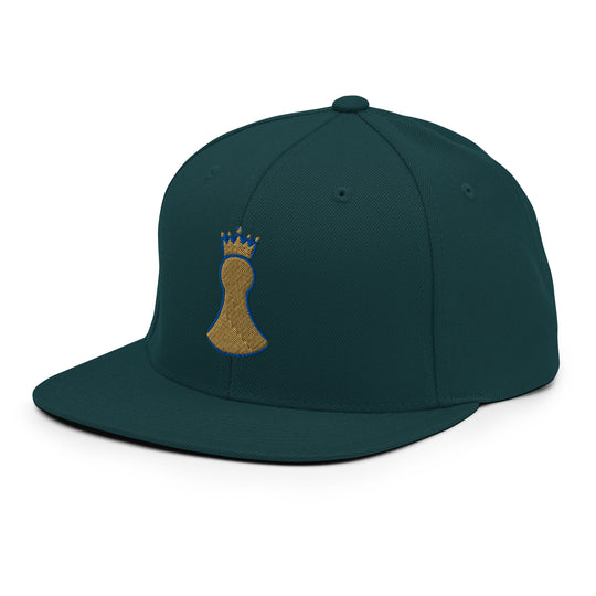 Pawn to King Crown Snapback — One Family (Deep Teal) — One Family merch, gold crowned pawn emblem embroidered, spruce and gold