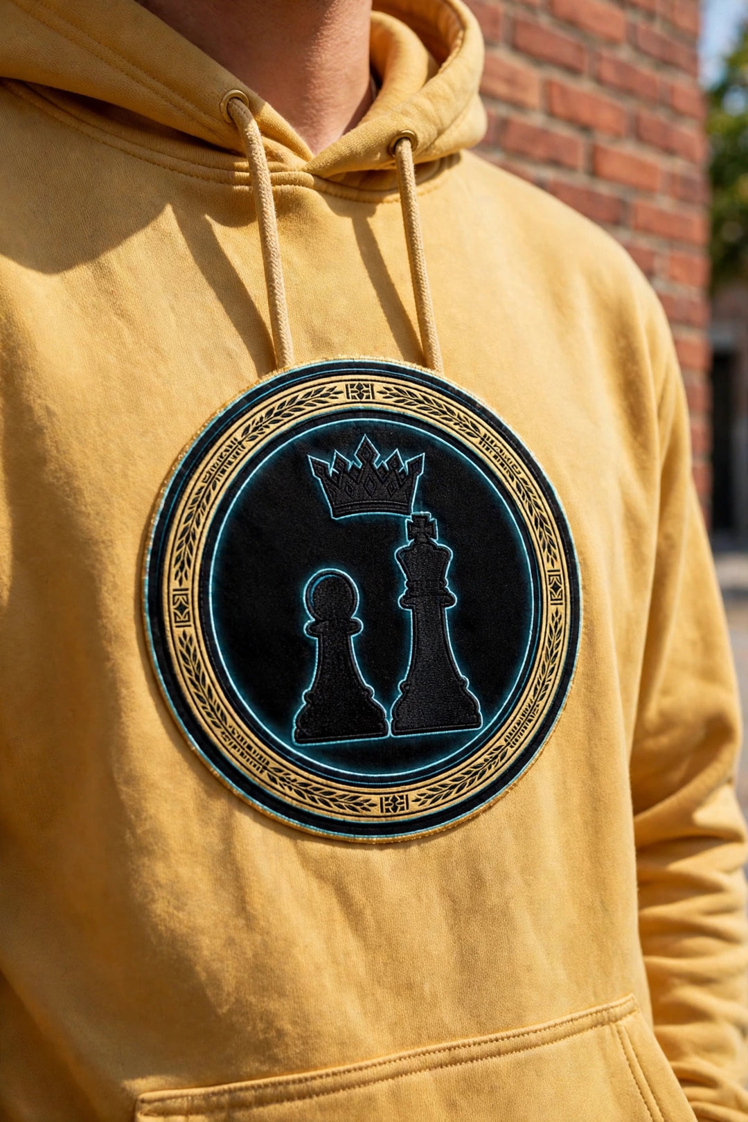 One Family Duo Seal Hoodie Gold Black Marks — realistic lifestyle photo