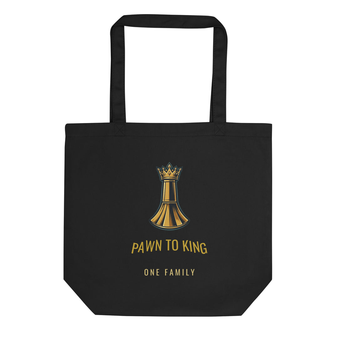Pawn to King Tote — One Family — One Family merch, gold crowned king emblem, black and gold