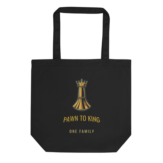 Pawn to King Tote — One Family — One Family merch, gold crowned king emblem, black and gold
