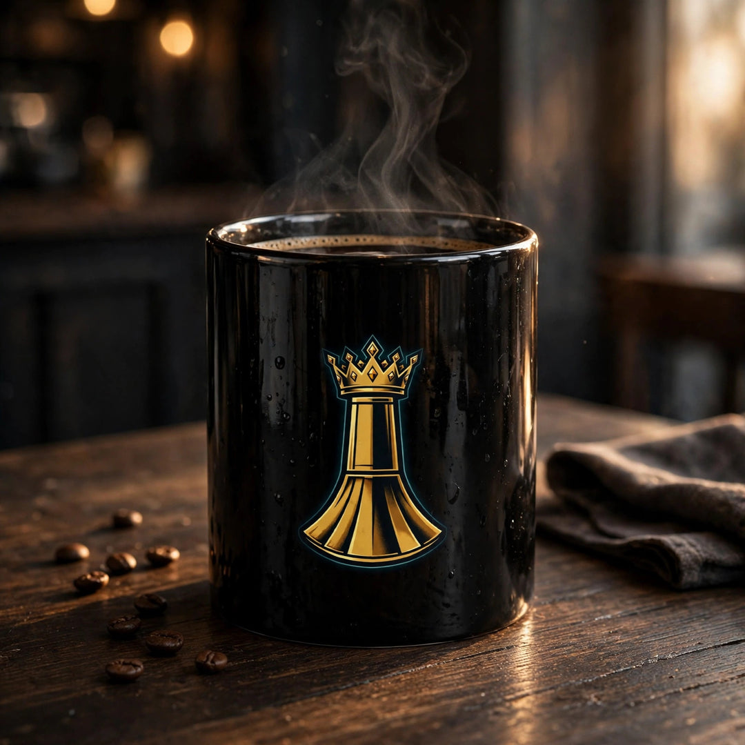 One Family Mug – Salute! — One Family merch, crowned mic emblem, black and gold