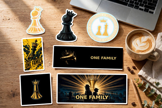 One Family Logo Sticker Pack — realistic lifestyle photo
