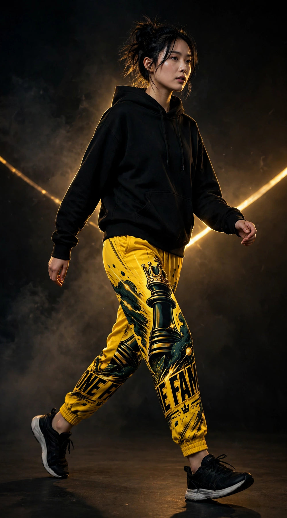 One Family Yellow Track Pants - dynamic