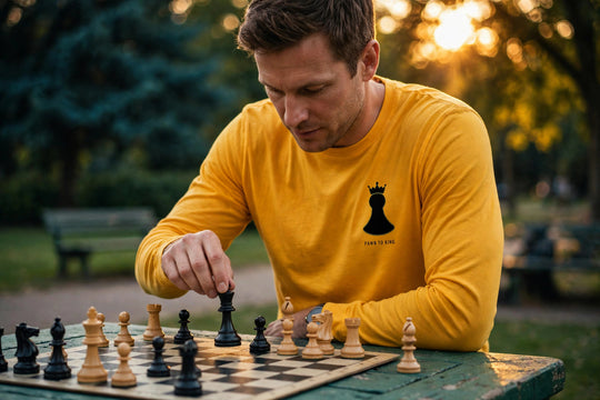 Pawn to King Crown Long Sleeve — One Family (Royal Gold) — One Family merch, black crown emblem, gold and black
