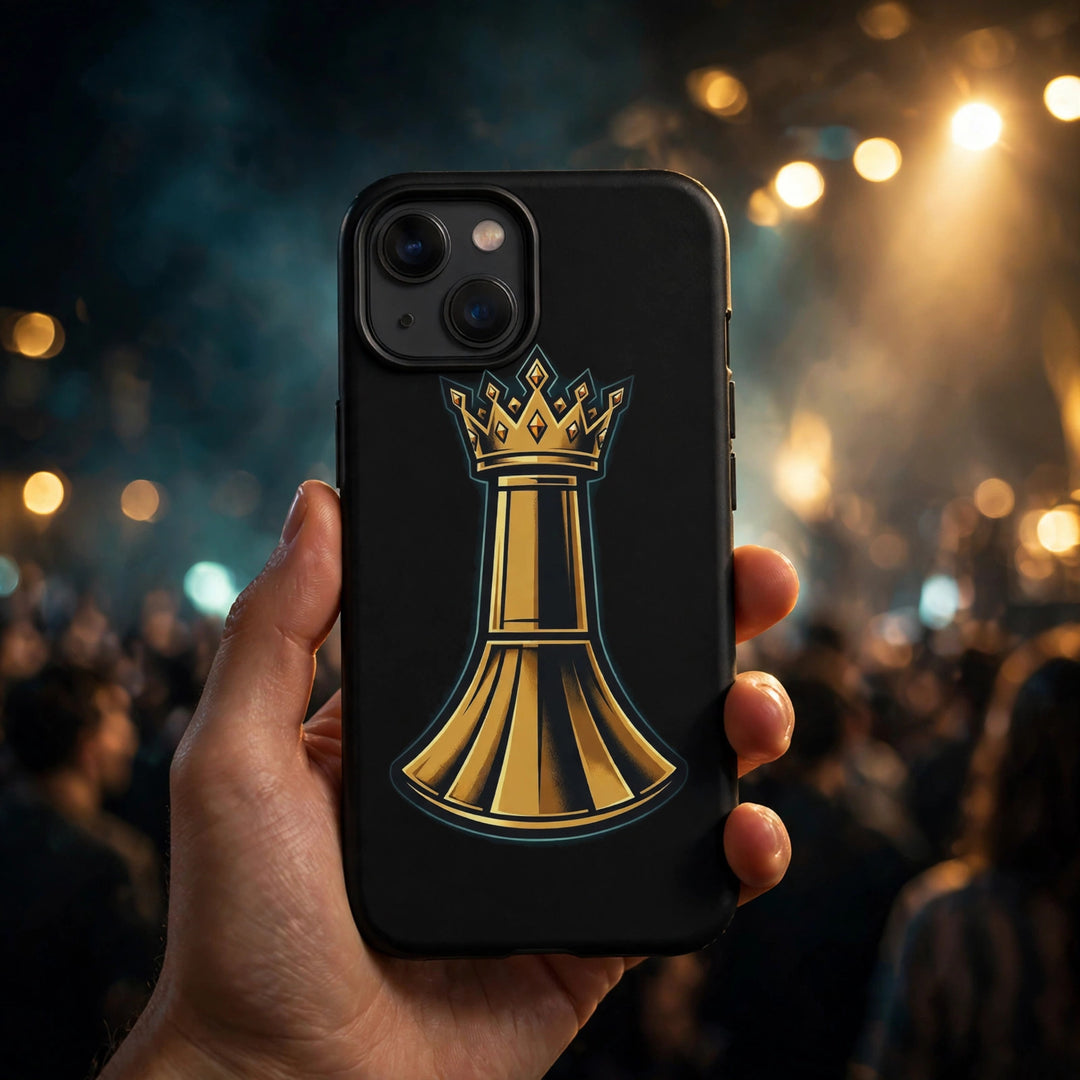 Pawn to King Phone Case held up at a concert
