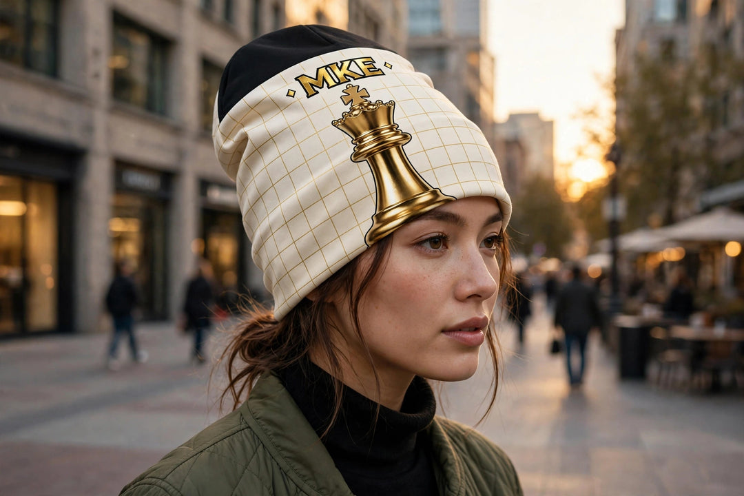 One Family Milwaukee Beanie worn - photorealistic street photo