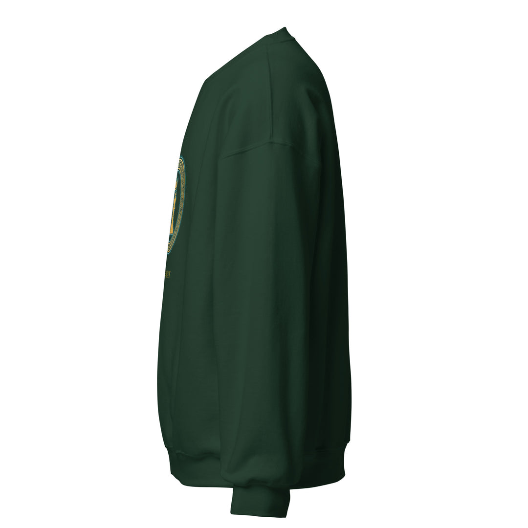 Pawn to King Duo Seal Crewneck — One Family (Deep Teal) — One Family merch, gold duo seal emblem, forest green and gold