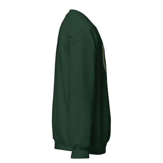 Pawn to King Duo Seal Crewneck — One Family (Deep Teal) — One Family merch, gold duo seal emblem, forest green and gold