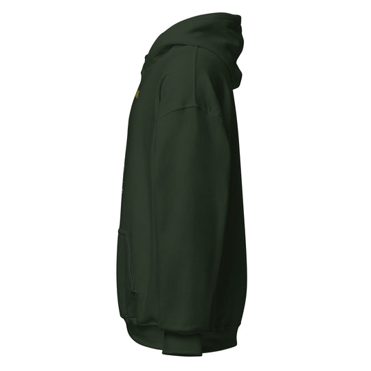 Pawn to King Crowned Pawn Hoodie — One Family (Deep Teal) — One Family merch, gold crowned pawn emblem, forest green and gold