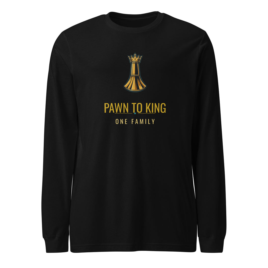 Pawn to King Long Sleeve — One Family — One Family merch, gold crowned king emblem, black and gold