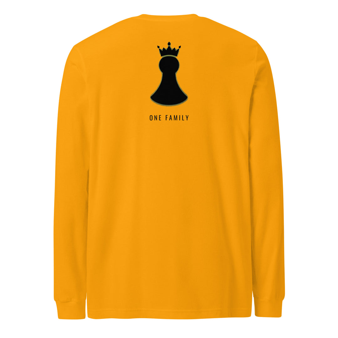 Pawn to King Crown Long Sleeve — One Family (Royal Gold) — One Family merch, black crown emblem, gold and black